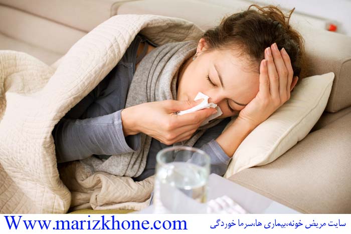 Sick Woman. Flu. Woman Caught Cold. Sneezing into Tissue